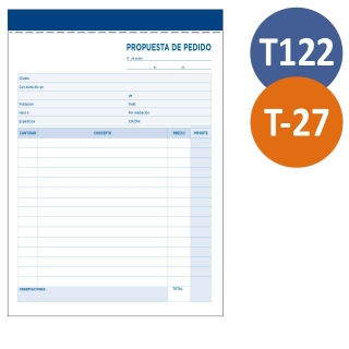Talonario pedidos T122, corresp T27, sin  Liderpapel