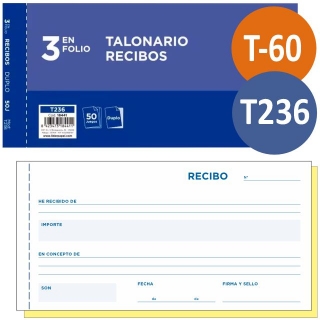 Talonario Liderpapel recibos, T-60 T-236 duplicado,  T236