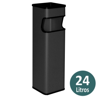 Papelera con cenicero, metlica color negro  Liderpapel 403-N