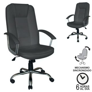 Silla direccin simil Piel negro