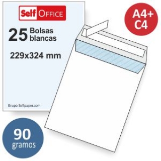 Bolsas, sobres 229x324 mm blancas, Din  Liderpapel SB93