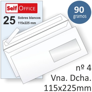 Paquete 25 sobres ventana derecha  Self-office 20122270