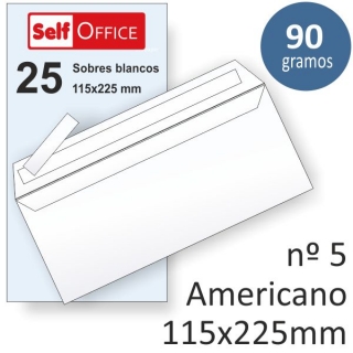 Sobres 115x225 americanos L autoadhesivos paquete  Liderpapel 20121270