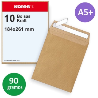 Sobres tipo bolsas 184x261 cuartilla marrn  Kores 21170149